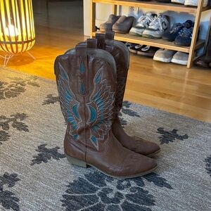 Coconuts by Matisse Brown and Teal Heeled Boots